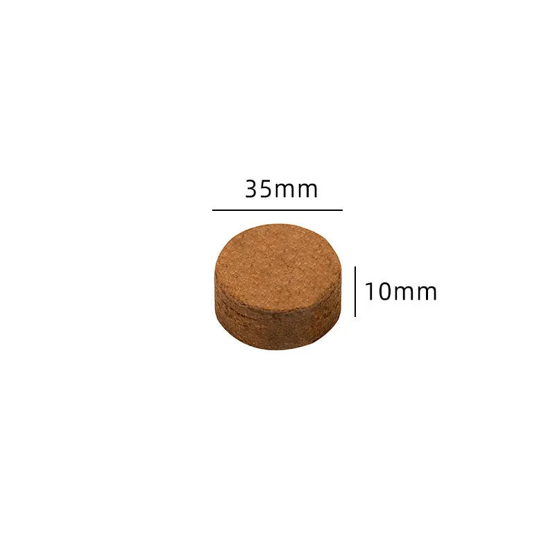Assorted sizes of compressed nutrient soil blocks for gardening and seedling cultivation.