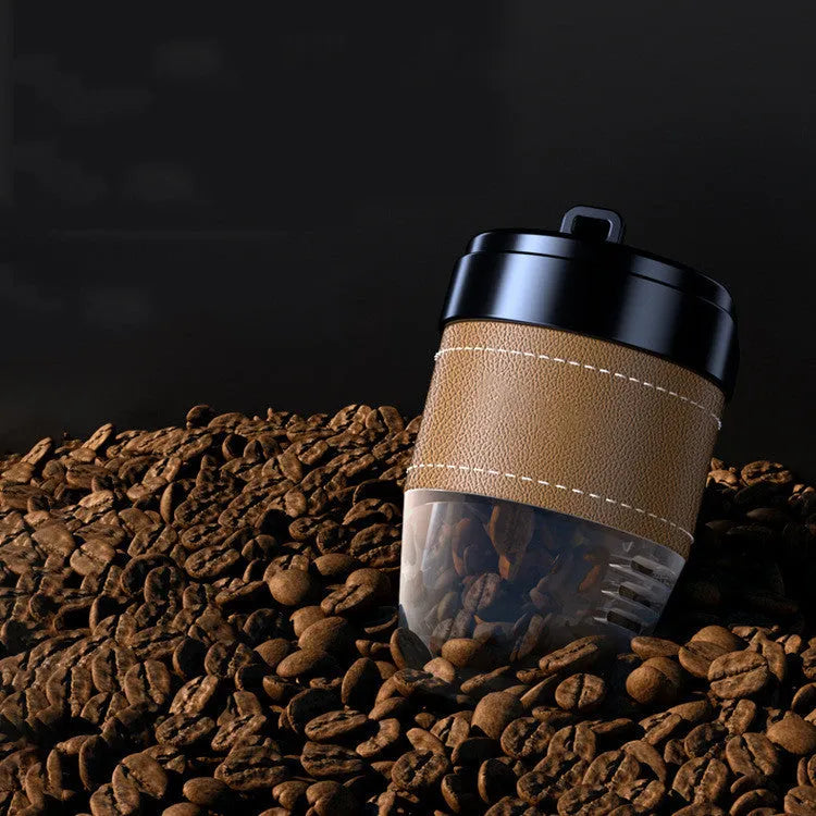 Coffee cup shaped car air freshener solid fragrance in plastic housing with decorative design