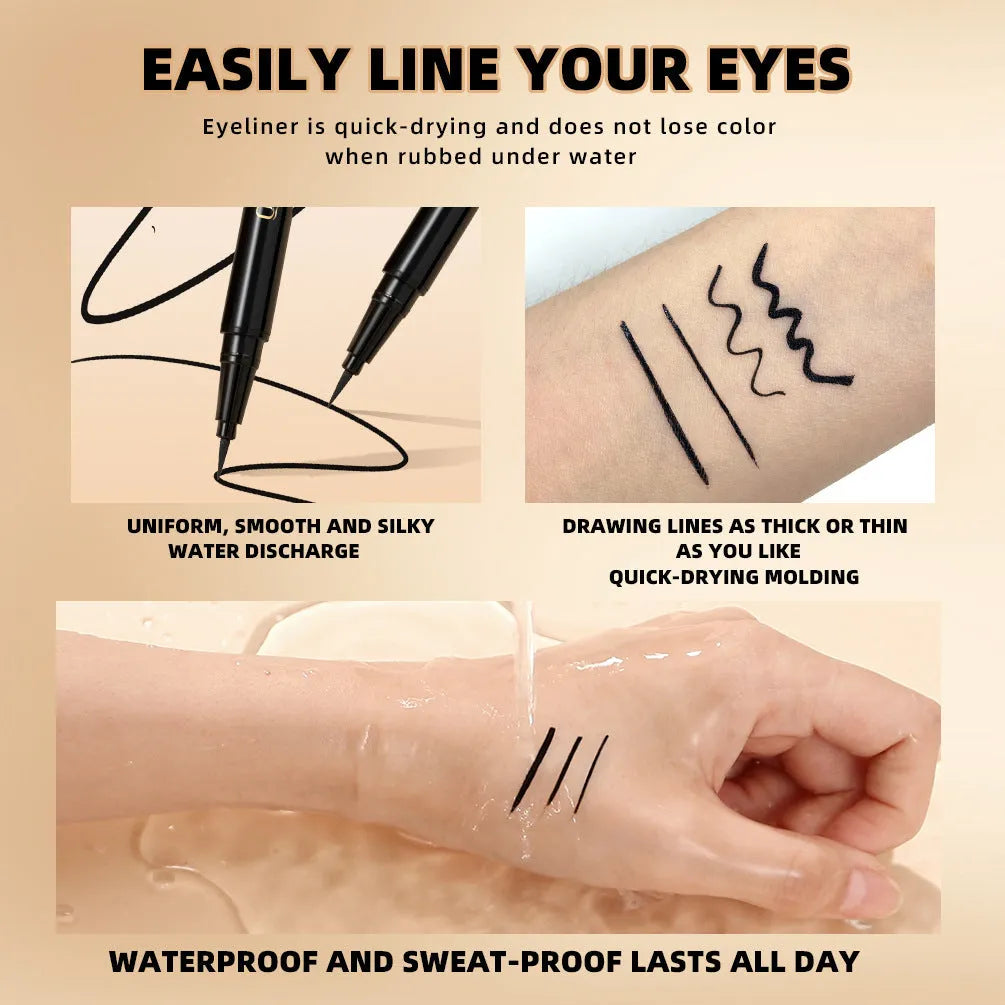 Black liquid eyeliner pen with a precise tip, shown on a clean background.