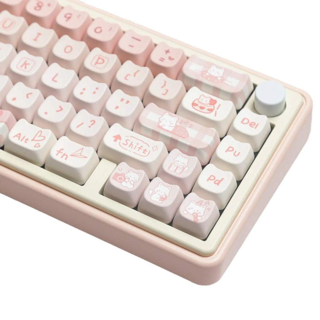 Full set of PBT key caps for mechanical keyboards showing over 98 keys with uniform 1.5mm profile height