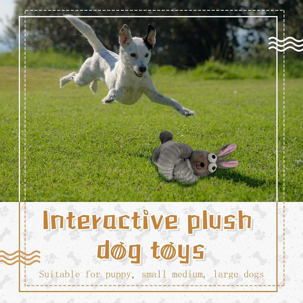 Brown plush dog toy with crinkle sounds and foldable design for interactive play