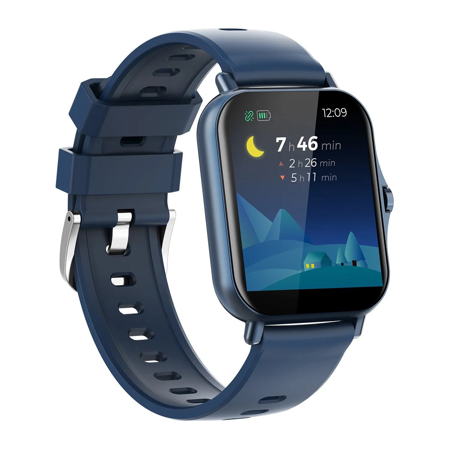W10 Bluetooth smart watch with heart rate and blood pressure monitoring on wrist, showing curved touch screen