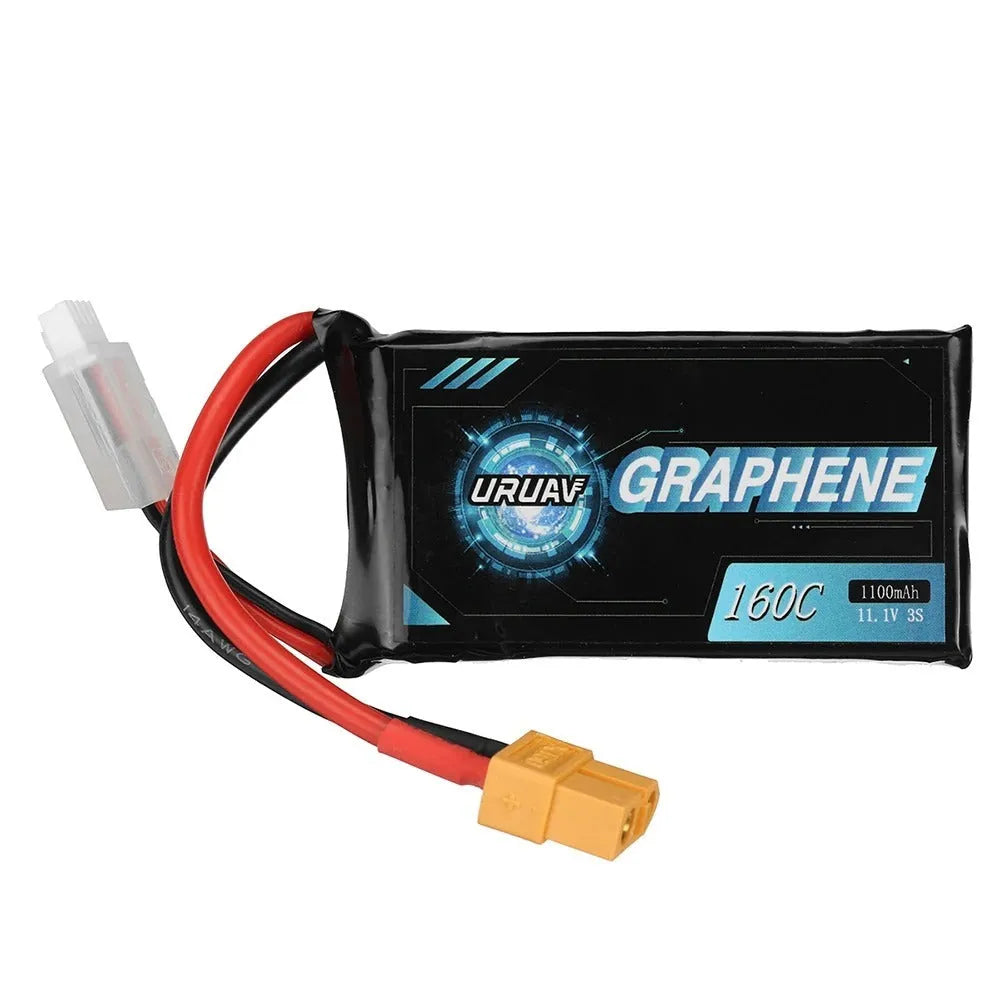 7.4V 1200mAh lithium battery for RC model cars and boats measuring 15x36x70mm