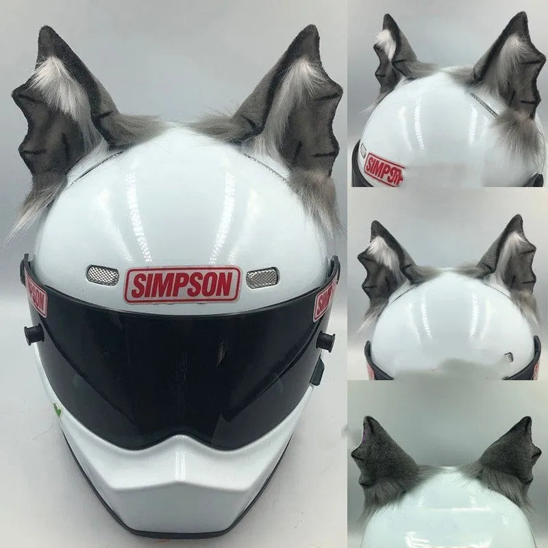 ABS plastic animal ear helmet ornaments with matching tail on motorcycle helmet