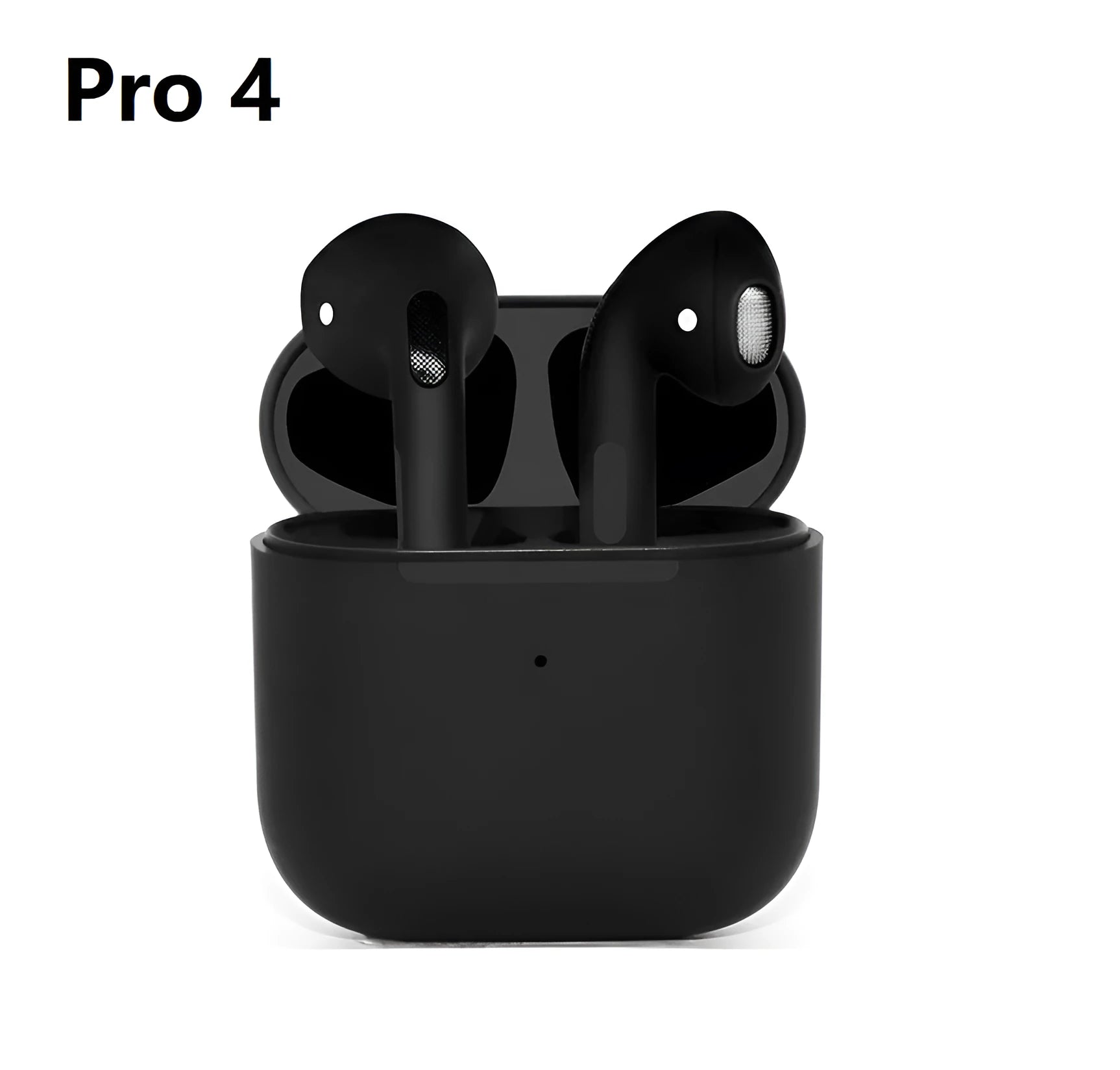 Pro4 White and Pro4 Black wireless in-ear sports Bluetooth headphones with charging case.