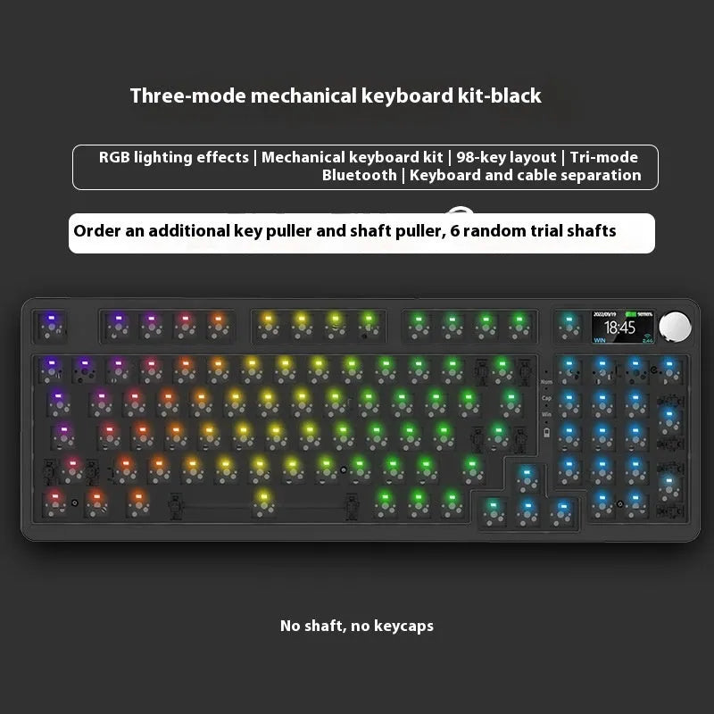 98 key wireless Bluetooth mechanical keyboard kit with metal knob on desk
