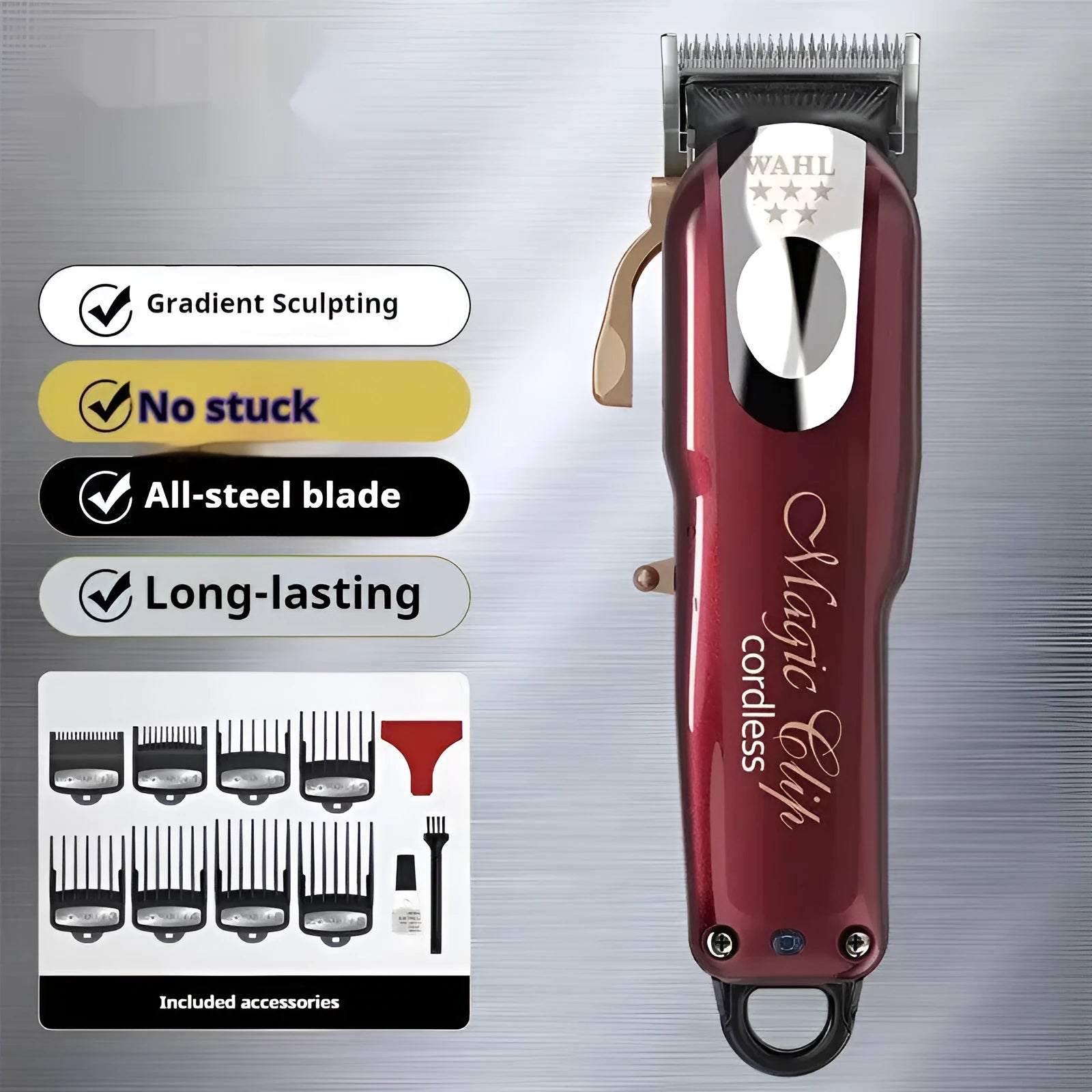 Hair clipper and charging stand with stainless steel cutter head for home use