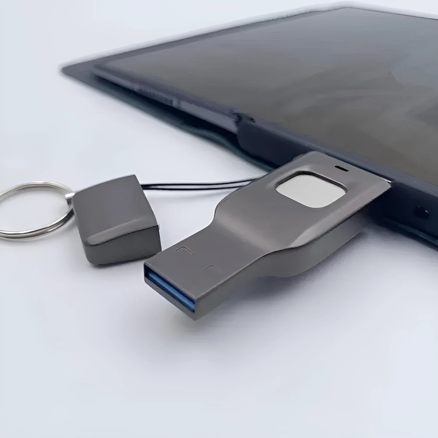 Black fingerprint encrypted USB flash drive with USB 3.0 and Type-C interfaces