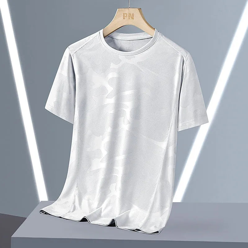 Men's camouflage short sleeve top, round neck, loose fit, nylon, available in five colours and sizes M to 6XL