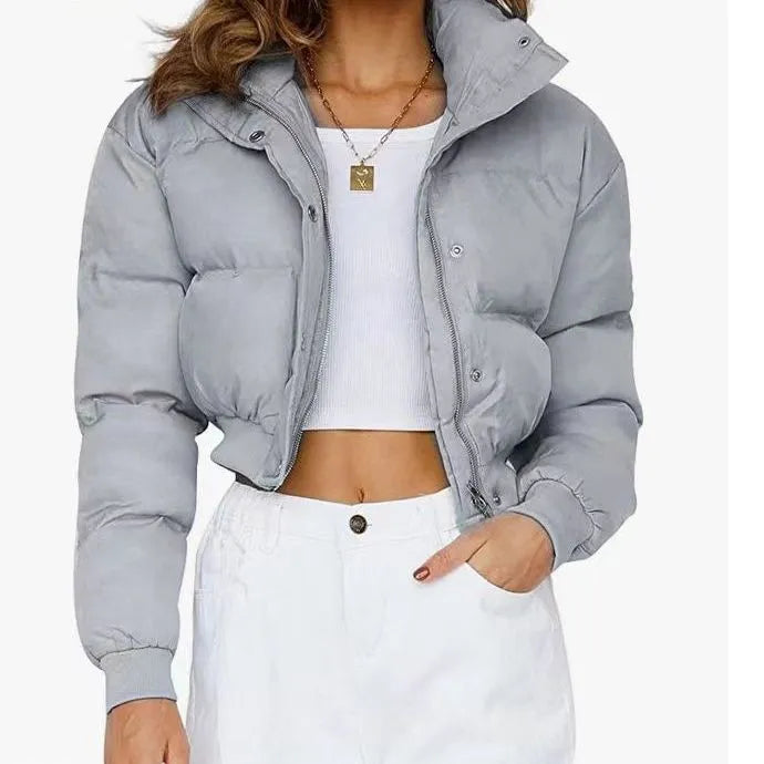 Women's loose fit polyester jacket in regular sleeve design showing available colour options
