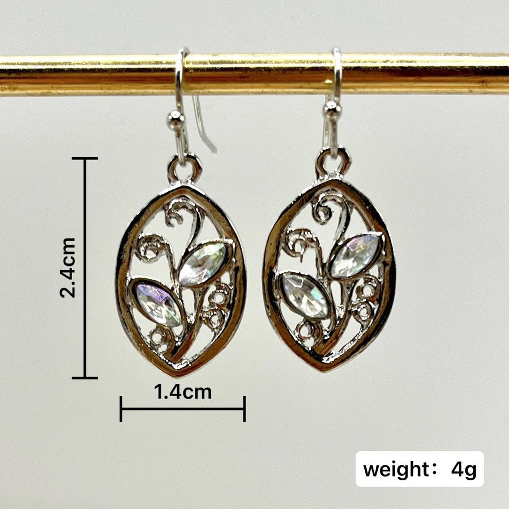 Silver moonstone earrings with embedded colourful leaves design women's jewellery