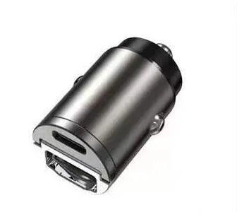Mini 30W car cigarette lighter charger in zinc alloy housing with PD and QC fast charging