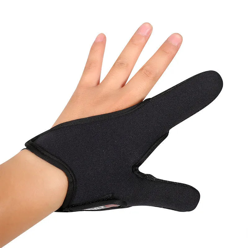 A single two-finger fishing glove showing the blue diving cloth back and light grey microfibre palm.