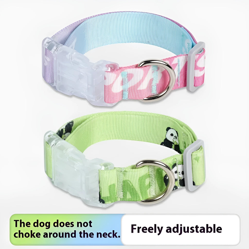 Cartoon gradient pattern adjustable dog collar in nylon with size options for pets 2-10kg
