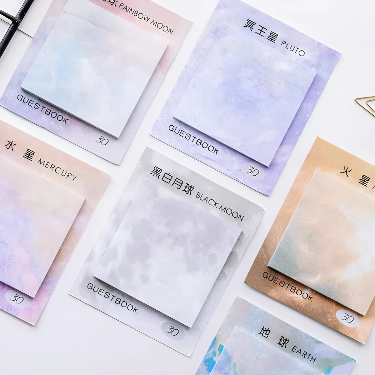 Square planet sticky notes notepad with oil painting designs measuring 7.3cm