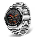 Smart watch with stainless steel wristband and 1.3-inch touch screen display