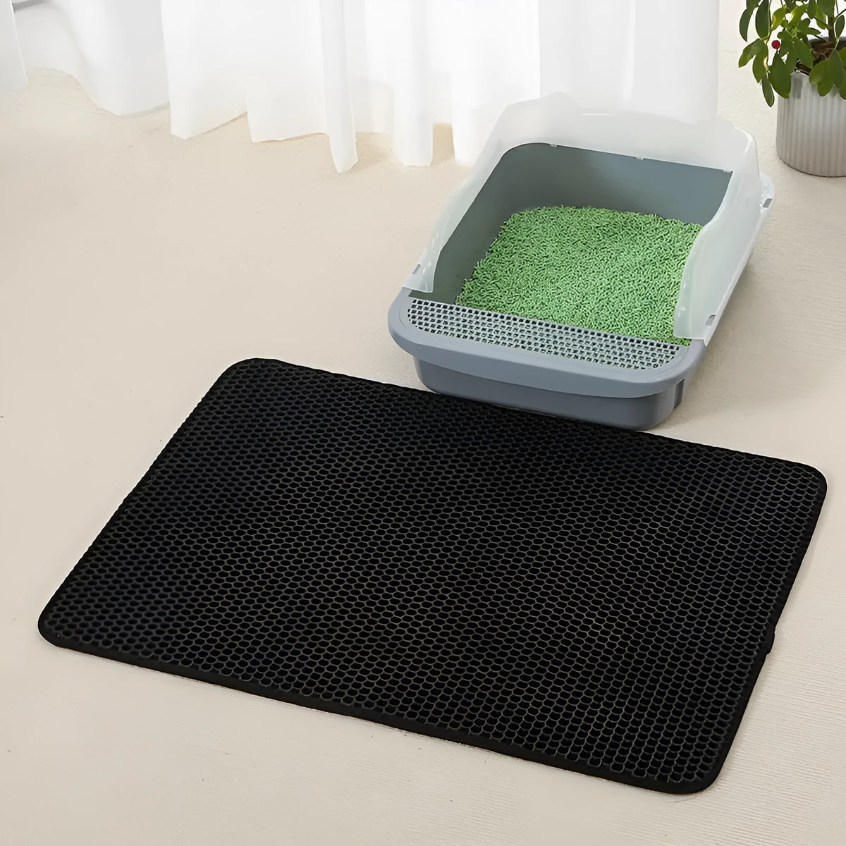 EVA double-layer cat litter mat in four sizes and six colours, including black and gray, for cat litter areas