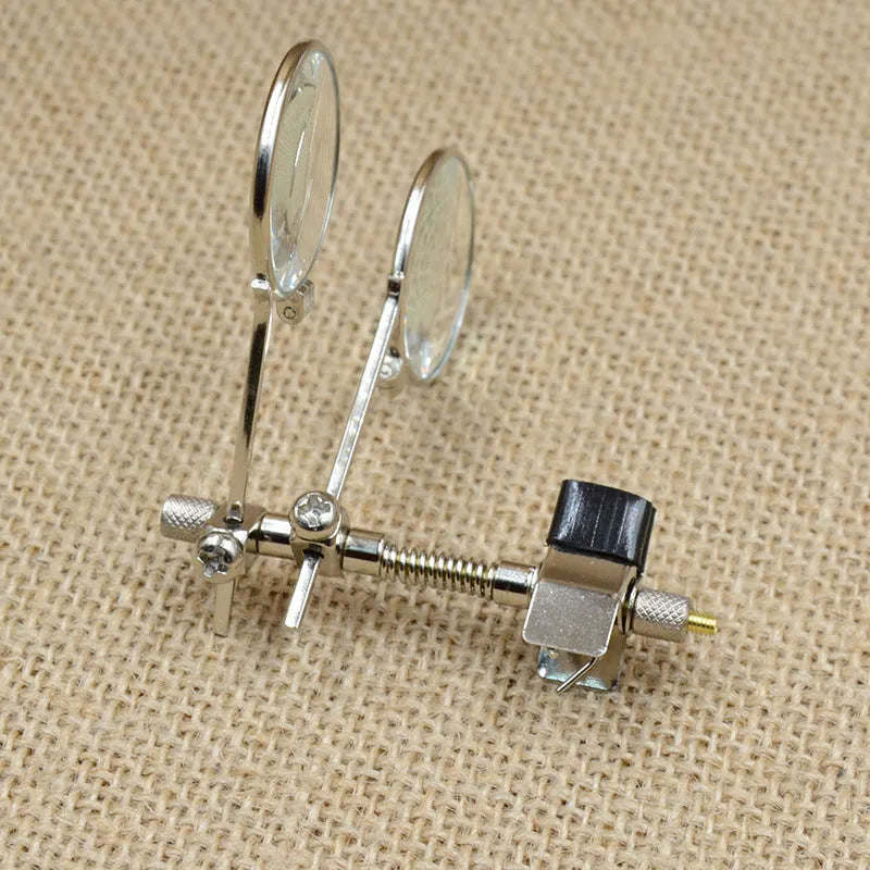 Metal bracket reading glasses double clip with glass lenses for attaching auxiliary reading glasses to eyewear