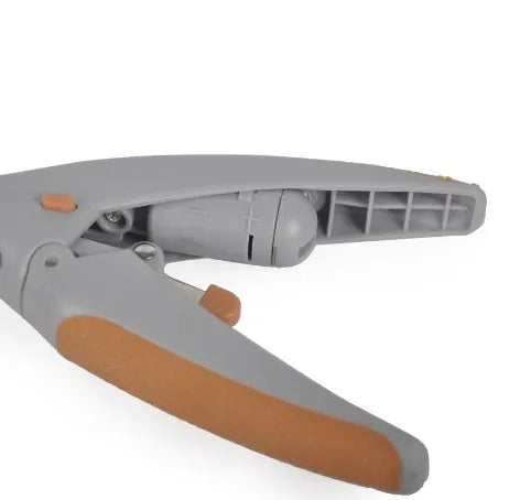 LED illuminated dog nail trimmer with transparent plastic blade guard showing blood line indicator