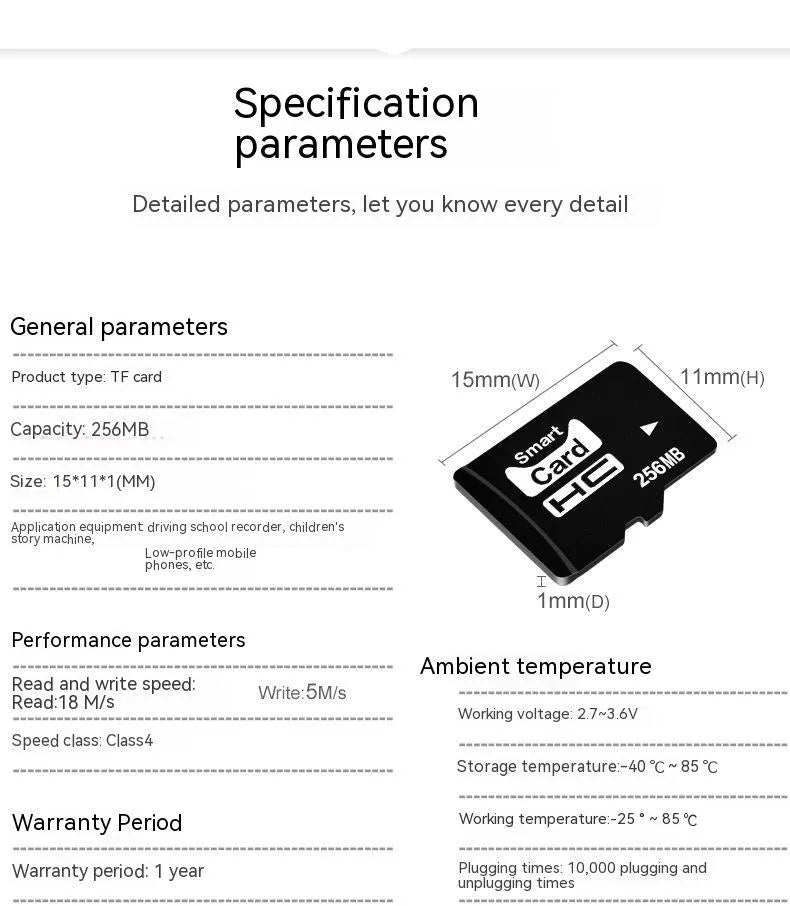 256MB TF memory card with gift packaging for digital devices