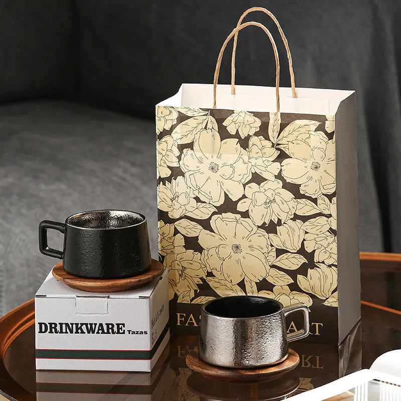Office gift tumbler set with gold-plated gift box and 250ml capacity coffee cup