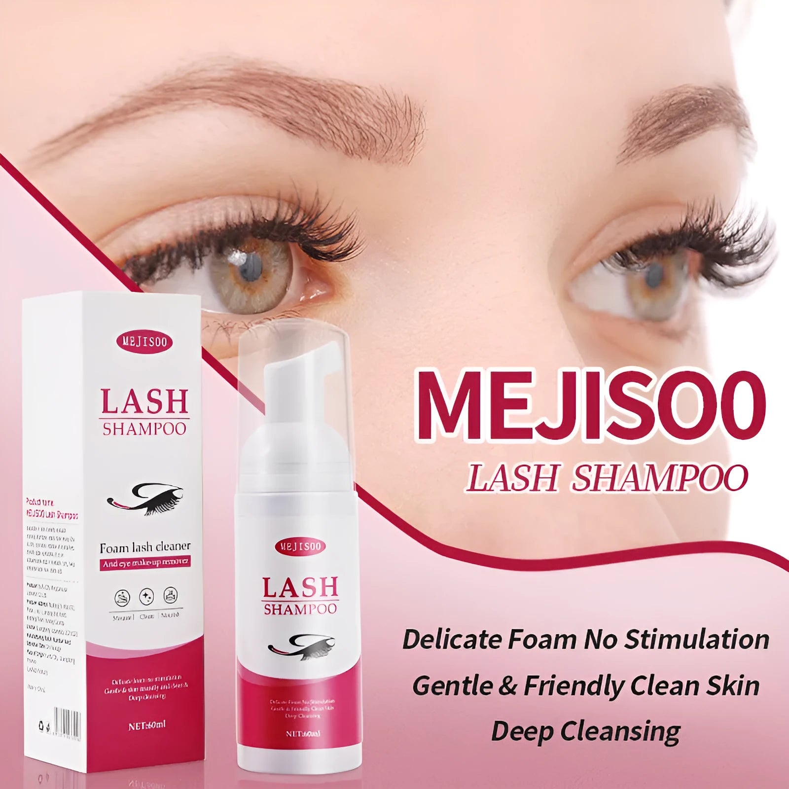 Lash shampoo mousse tube 60ml eyelash cleaning solution 3.7cm diameter