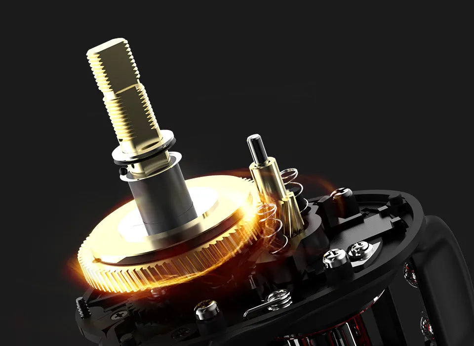 Drip Wheel spinning fishing reel with metal body, showing left and right hand wheel options.