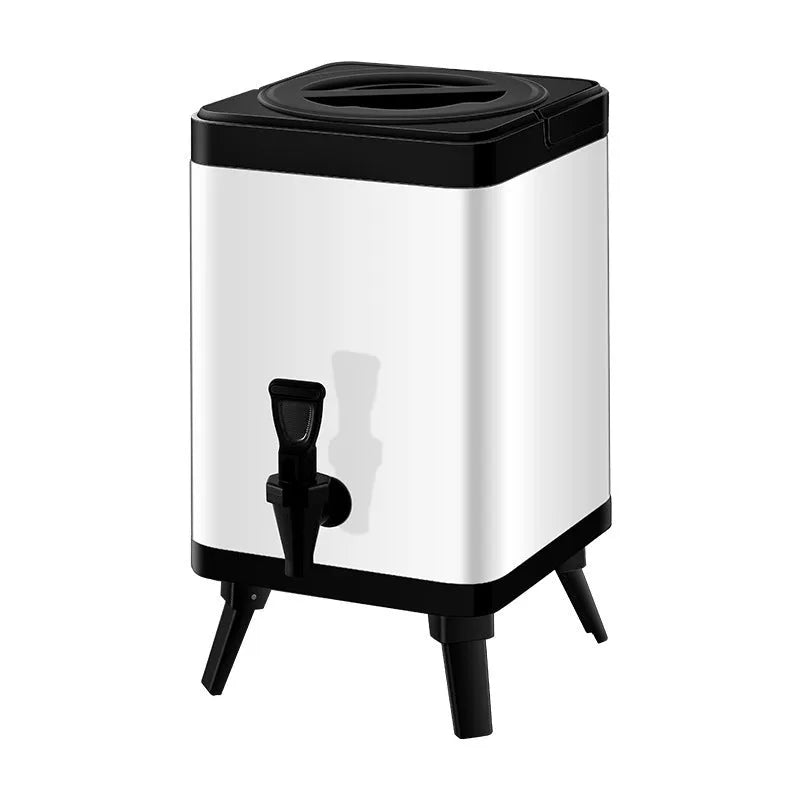 Silver stainless steel square lock cold insulation milk tea bucket with 8 litre capacity