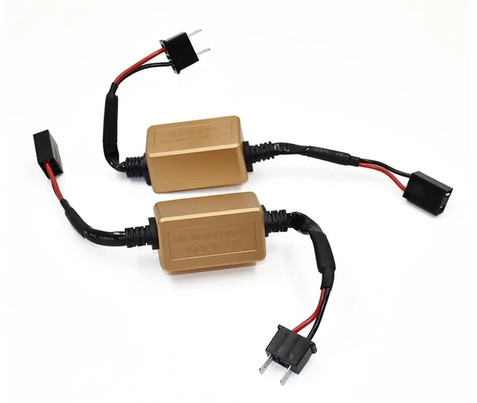 Black alloy Canbus decoder adapter for H1 H7 H11 H13 H4 LED car headlights.