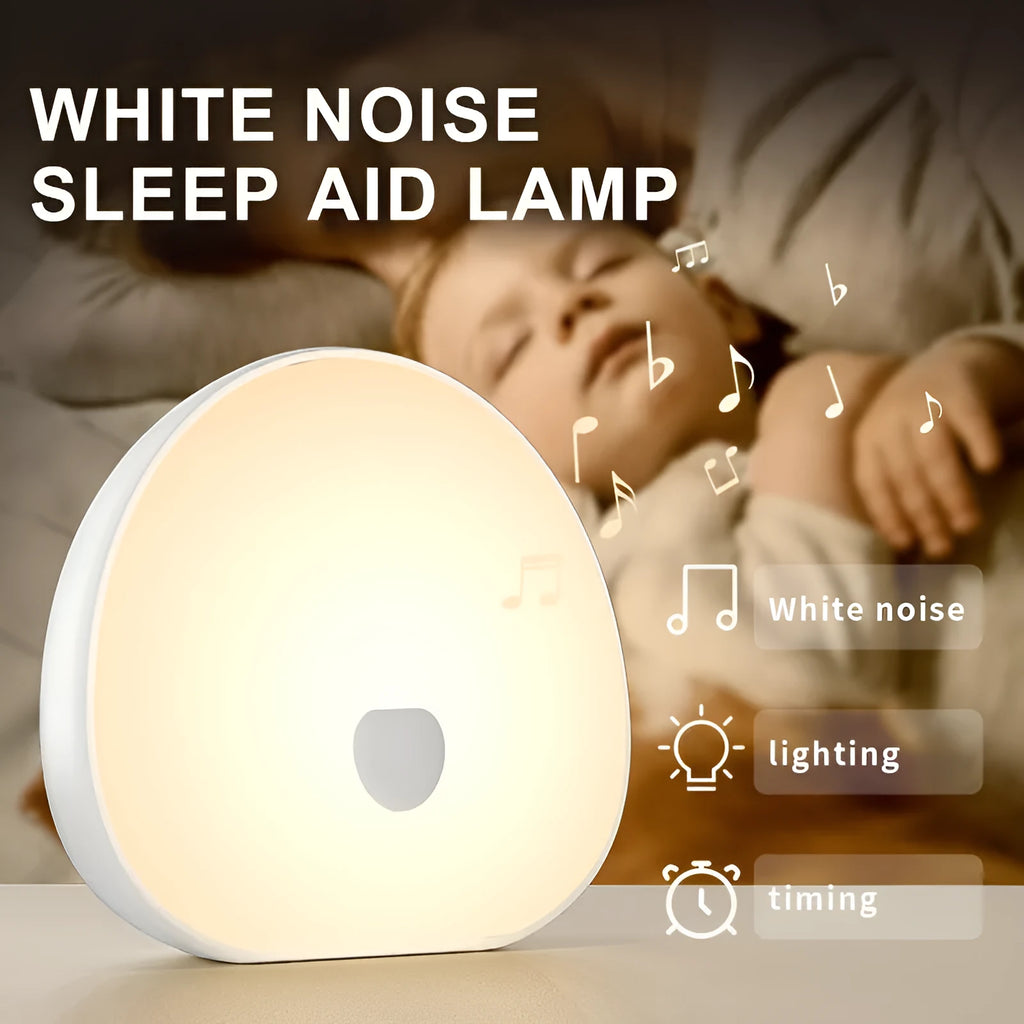 White rechargeable baby feeding comforter with music function for night-time soothing