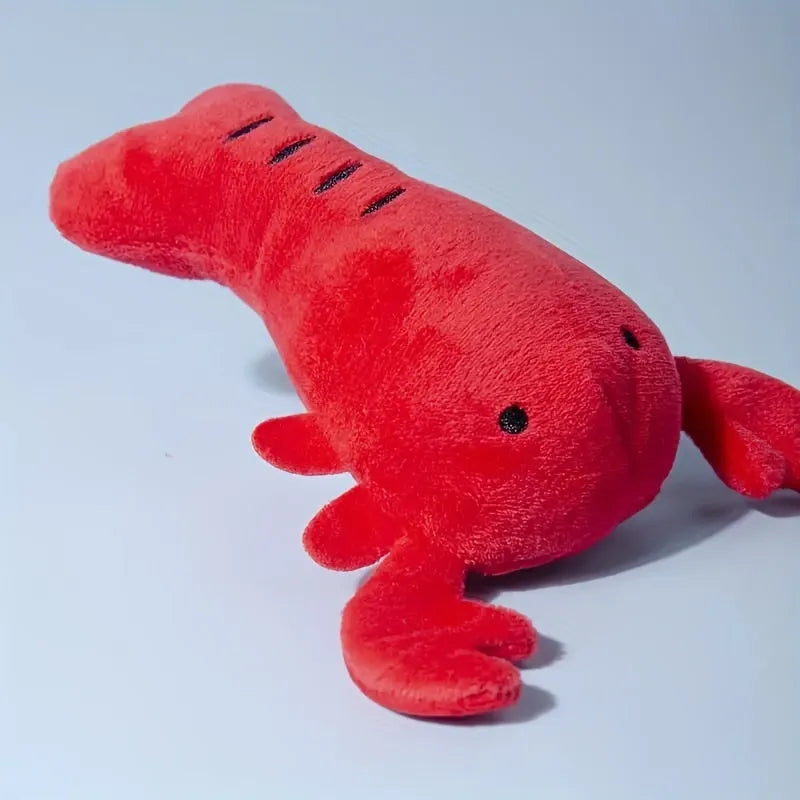 Red lobster squeaky dog toy for small and medium breeds with bite-resistant rubber construction