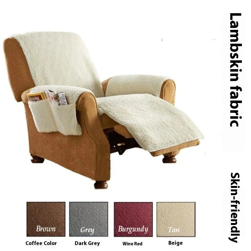 Lambswool polyester sofa cushion cover in beige, red, coffee or grey colours with three width size options