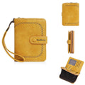 Women's black PU zipper coin purse showing card slots and coin compartment.