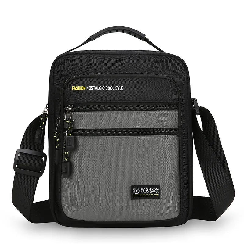 Men's waterproof nylon crossbody bag in urban simplicity style with shoulder strap