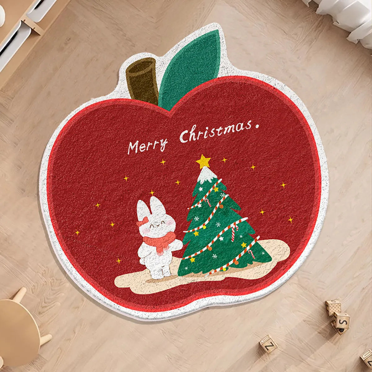 Alien-shaped round Christmas carpet in imitation cashmere with Christmas colour patterns