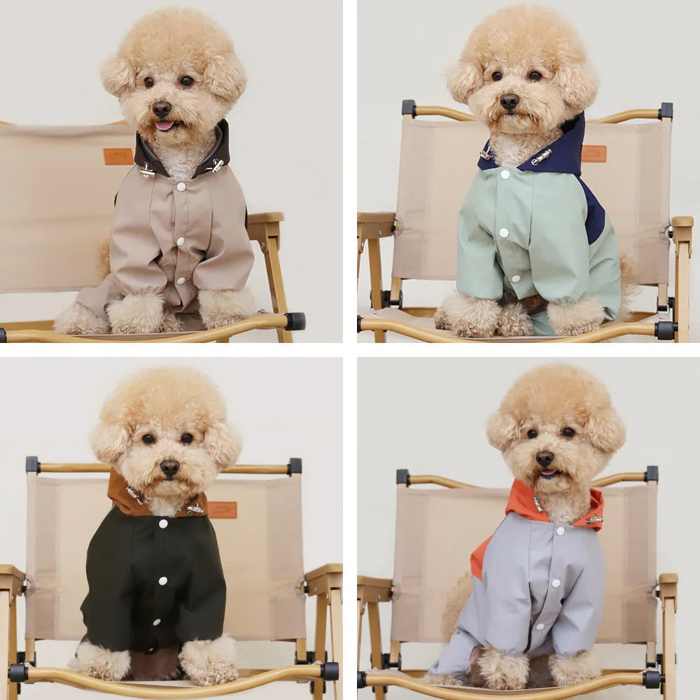 British style waterproof and dustproof dog shell jacket for small medium pets in polyester material