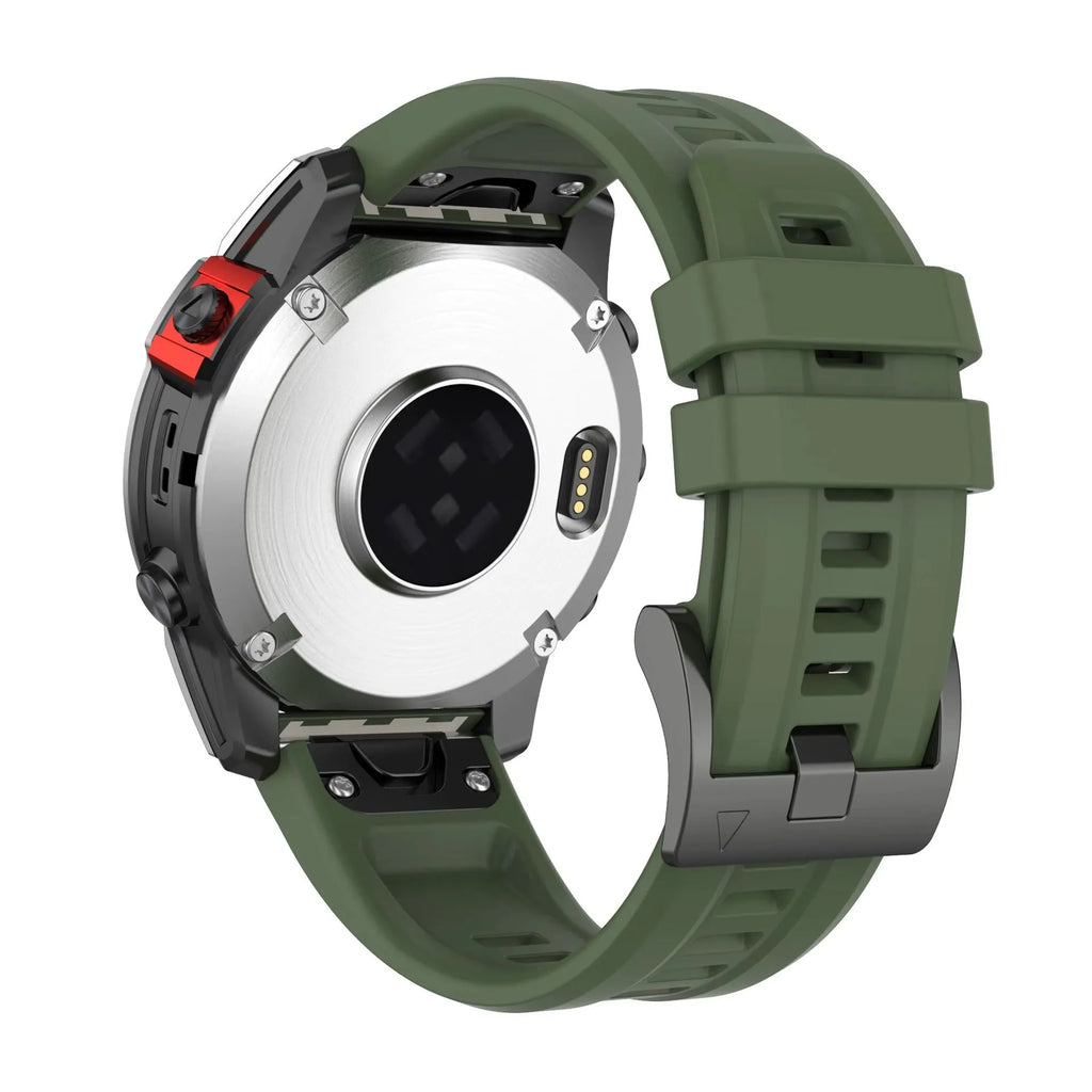 Jiaming Fenix7 quick release silicone watchband in multiple colours showing sports style and sizing options