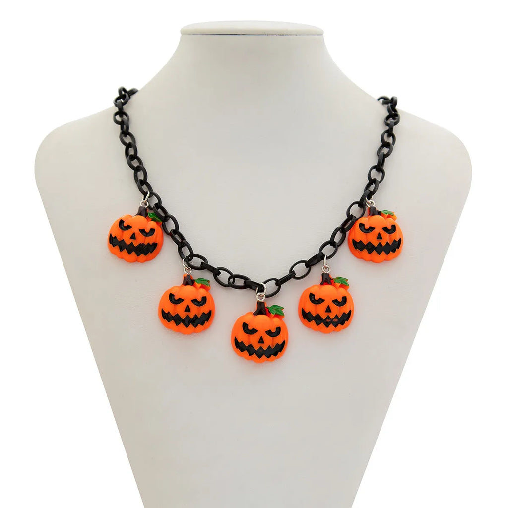 Halloween ghost pumpkin necklace with cartoon pendant in mixed colour 06705