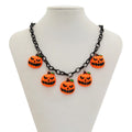 Halloween ghost pumpkin necklace with cartoon pendant in mixed colour 06705