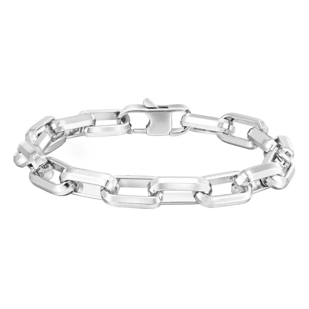 Men's titanium steel square chain bracelet in gold colour with simple design