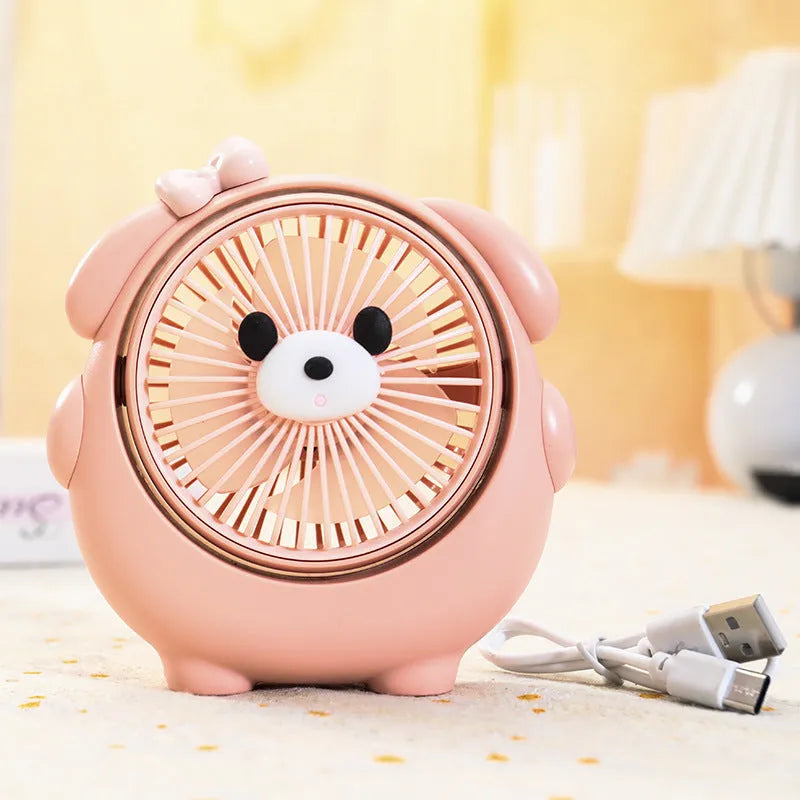 USB-powered desktop electric fan for dogs in one of six colours including bear brown and apricot puppy