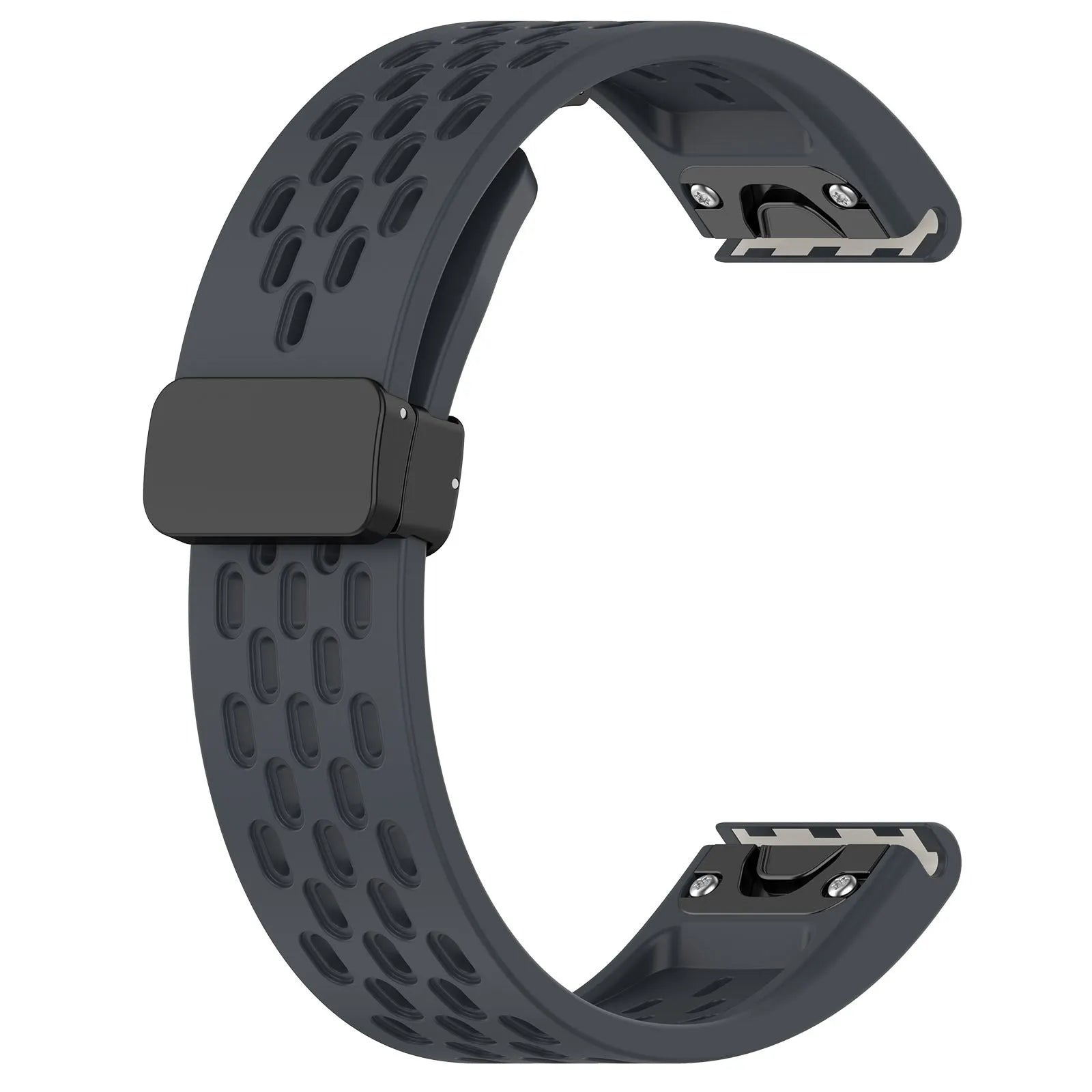 Garmin Fenix quick release replacement watch strap in multiple colours with included screwdriver tool on a white background.