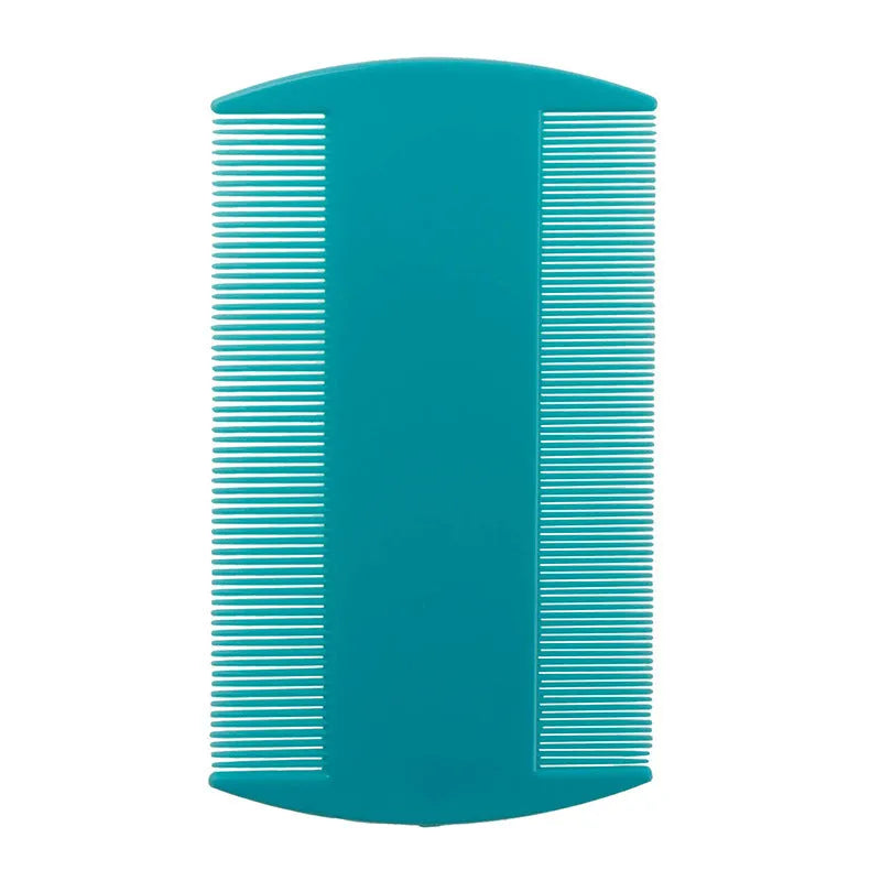A plastic fine-toothed double-edged lice and flea comb shown in one of its eight available colour options.