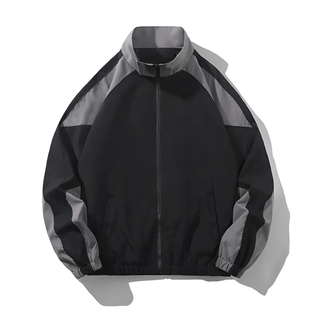 Men's casual jacket with contrast stitching in polyester fabric for spring and autumn outdoor wear