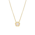 White mother shell flower necklace with copper O-chain in gold or silver option