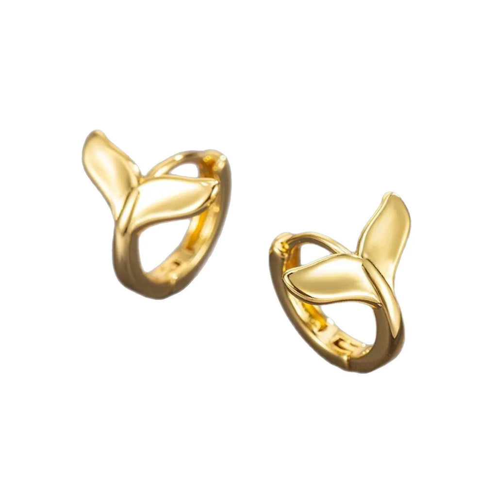Women's fashion earrings with fishtail design in copper with electroplated white gold or yellow gold finish