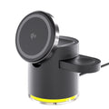 C16 portable magnetic three-in-one wireless folding charger in black and ivory white colours