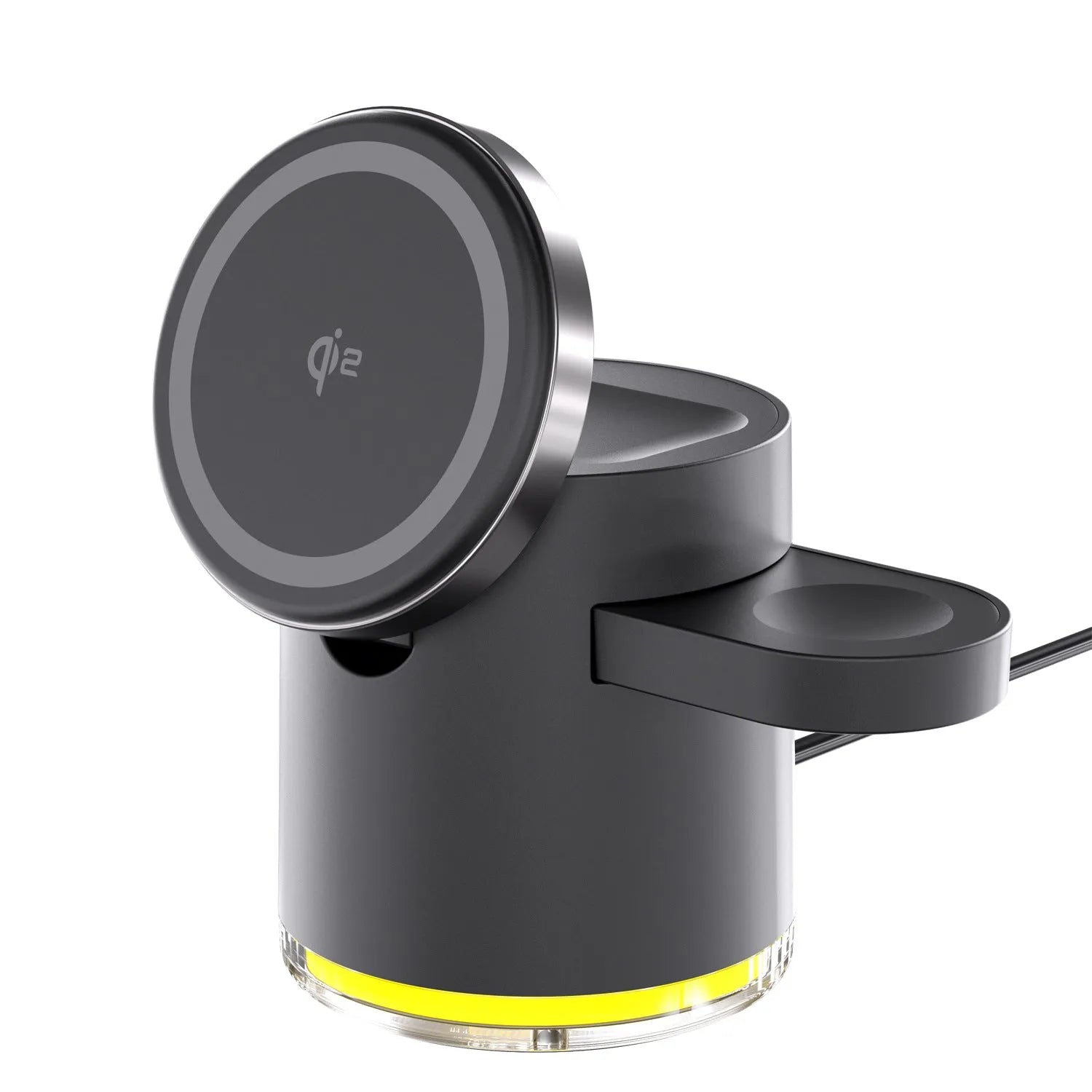 C16 portable magnetic three-in-one wireless folding charger in black and ivory white colours