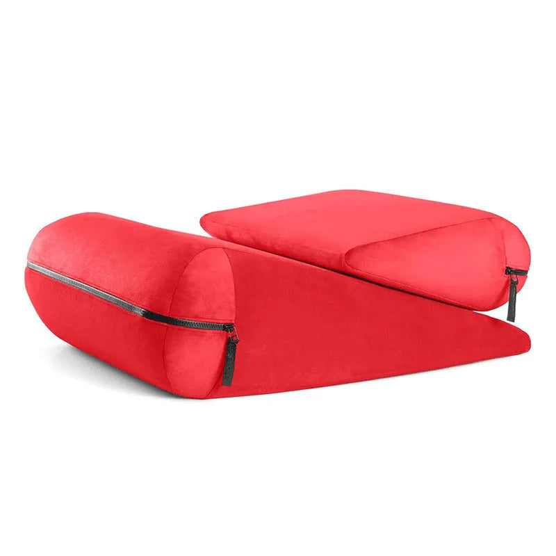High density sponge triangle pillow 68x33x25cm with embroidered fabric in red gray black lake blue or peach