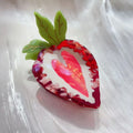 Strawberry-themed pastoral style hairpin for girls in red or pink colour options
